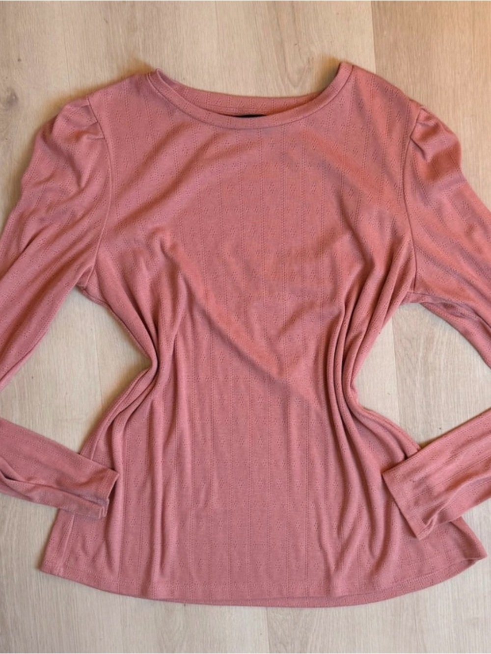 Well Worn Rose Pink Long Sleeve Scoop Neck Top